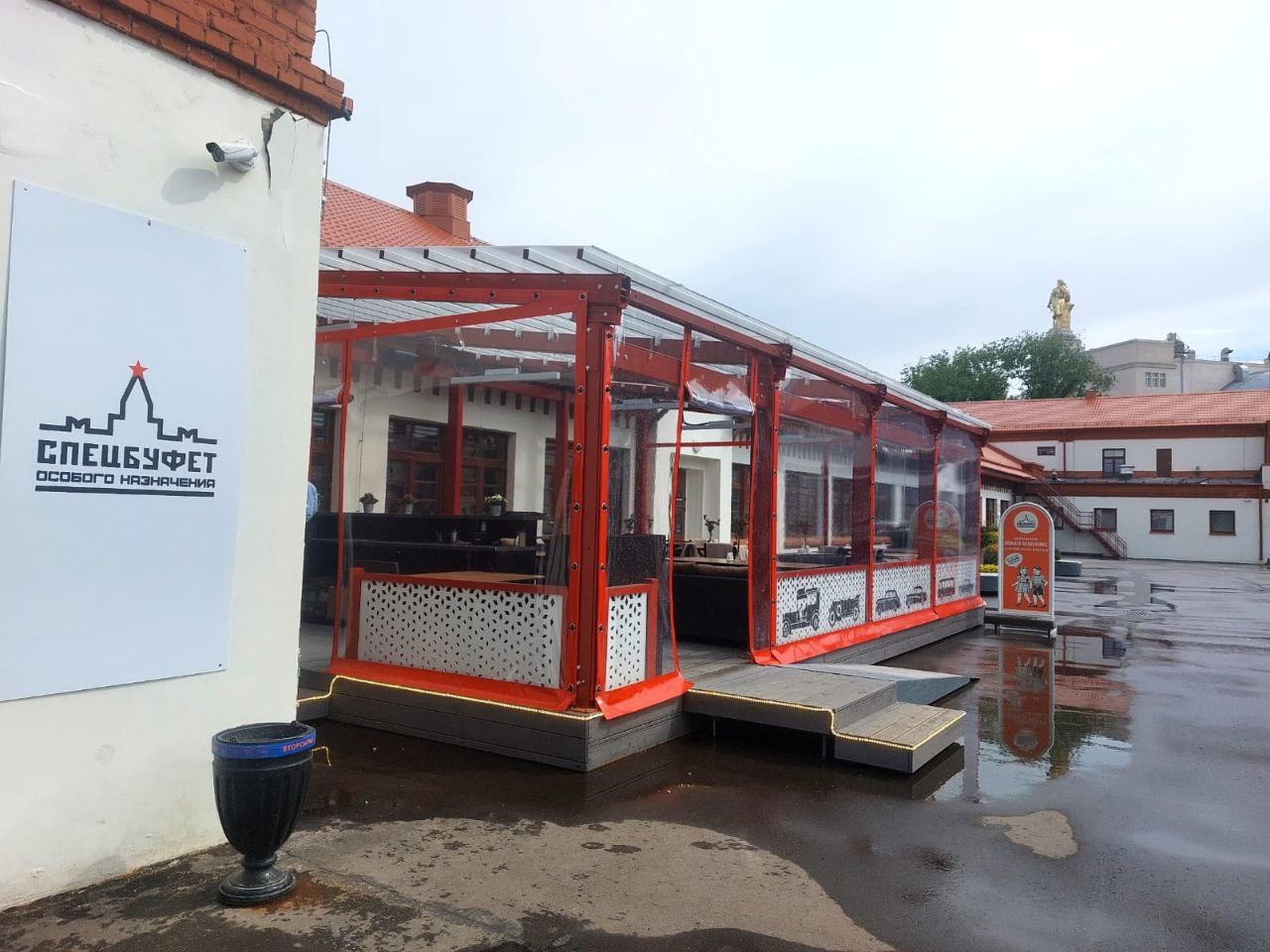ПВХ шторы для летней террасы кафе в Нерли